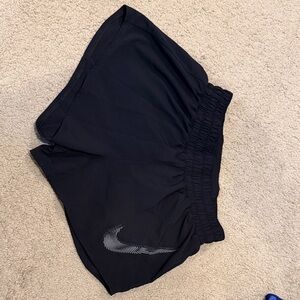 Nike Women's Black Athletic Shorts with White Logo